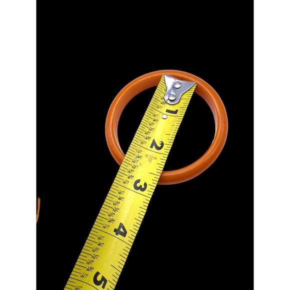 Vintage Bakelite Bangle Bracelet Pumpkin Orange Solid Vibrant Color 3" - Picture 7 of 8